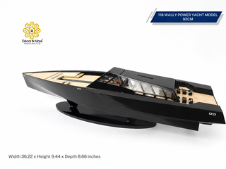 118 Wally Power Yacht Model 92cm - Black Handcrafted Wooden Luxury Display