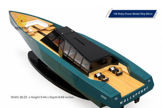 118 Wally Power Model Ship 92cm - Handcrafted Natural Wood Luxury Yacht Display