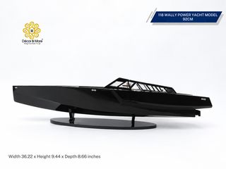 118 Wally Power Yacht Model 92cm - Black Handcrafted Wooden Luxury Display