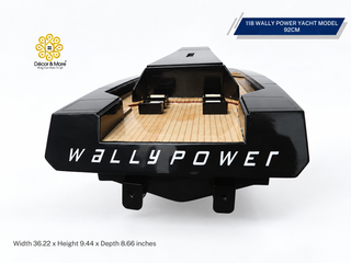118 Wally Power Yacht Model 92cm - Black Handcrafted Wooden Luxury Display
