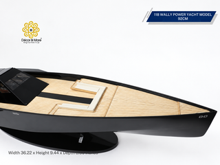 118 Wally Power Yacht Model 92cm - Black Handcrafted Wooden Luxury Display