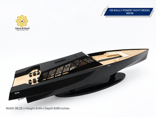 118 Wally Power Yacht Model 92cm - Black Handcrafted Wooden Luxury Display
