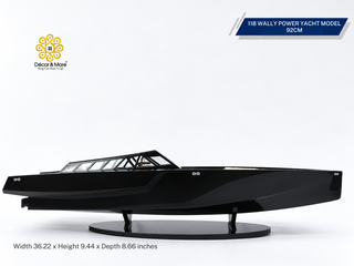 118 Wally Power Yacht Model 92cm - Black Handcrafted Wooden Luxury Display