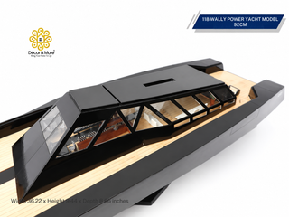 118 Wally Power Yacht Model 92cm - Black Handcrafted Wooden Luxury Display