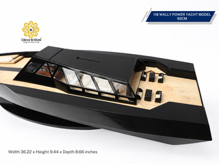 118 Wally Power Yacht Model 92cm - Black Handcrafted Wooden Luxury Display