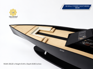 118 Wally Power Yacht Model 92cm - Black Handcrafted Wooden Luxury Display