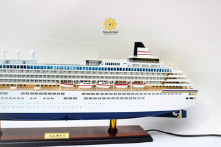ASUKA II Cruise Ship Model 81cm with LED Lights - Handcrafted Wooden Display
