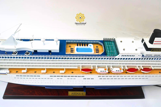 ASUKA II Cruise Ship Model 81cm with LED Lights - Handcrafted Wooden Display