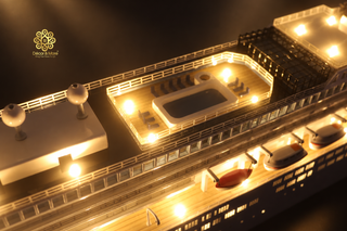 ASUKA II Cruise Ship Model 81cm with LED Lights - Handcrafted Wooden Display