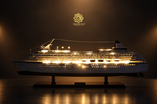 ASUKA II Cruise Ship Model 81cm with LED Lights - Handcrafted Wooden Display
