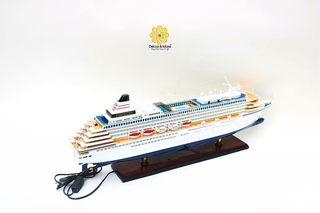 ASUKA II Cruise Ship Model 81cm with LED Lights - Handcrafted Wooden Display