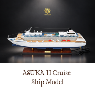 ASUKA II Cruise Ship Model 81cm with LED Lights - Handcrafted Wooden Display