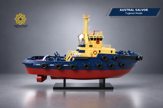 AUSTRAL SALVOR Wooden Tugboat Model - Handcrafted Australian Harbour Tug Replica