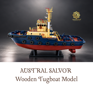 AUSTRAL SALVOR Wooden Tugboat Model - Handcrafted Australian Harbour Tug Replica