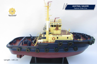 AUSTRAL SALVOR Wooden Tugboat Model - Handcrafted Australian Harbour Tug Replica