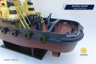 AUSTRAL SALVOR Wooden Tugboat Model - Handcrafted Australian Harbour Tug Replica