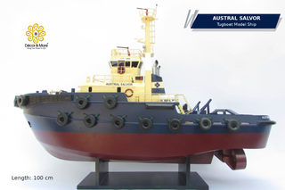 AUSTRAL SALVOR Wooden Tugboat Model - Handcrafted Australian Harbour Tug Replica
