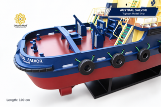 AUSTRAL SALVOR Wooden Tugboat Model - Handcrafted Australian Harbour Tug Replica