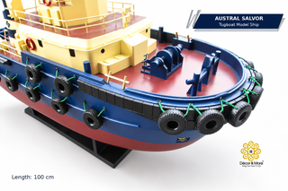 AUSTRAL SALVOR Wooden Tugboat Model - Handcrafted Australian Harbour Tug Replica