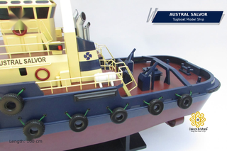AUSTRAL SALVOR Wooden Tugboat Model - Handcrafted Australian Harbour Tug Replica