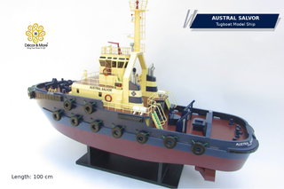 AUSTRAL SALVOR Wooden Tugboat Model - Handcrafted Australian Harbour Tug Replica