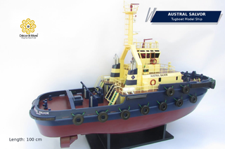 AUSTRAL SALVOR Wooden Tugboat Model - Handcrafted Australian Harbour Tug Replica