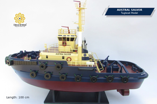 AUSTRAL SALVOR Wooden Tugboat Model - Handcrafted Australian Harbour Tug Replica