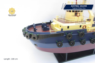 AUSTRAL SALVOR Wooden Tugboat Model - Handcrafted Australian Harbour Tug Replica