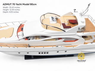 AZIMUT 70 Yacht Model 90cm - Handmade Natural Wood Luxury Yacht Display