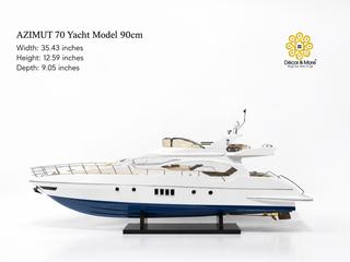 AZIMUT 70 Yacht Model 90cm - Handmade Natural Wood Luxury Yacht Display