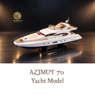 AZIMUT 70 Yacht Model 90cm - Handmade Natural Wood Luxury Yacht Display