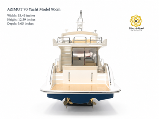 AZIMUT 70 Yacht Model 90cm - Handmade Natural Wood Luxury Yacht Display