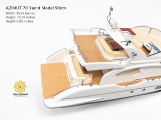 AZIMUT 70 Yacht Model 90cm - Handmade Natural Wood Luxury Yacht Display