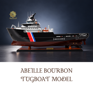 Abeille Bourbon TugBoat Model 84cm - Handcrafted Wooden Maritime Display
