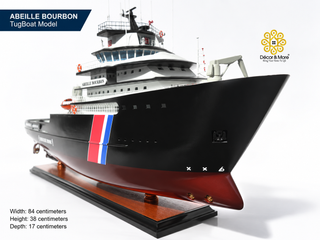 Abeille Bourbon TugBoat Model 84cm - Handcrafted Wooden Maritime Display