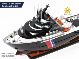 Abeille Bourbon TugBoat Model 84cm - Handcrafted Wooden Maritime Display