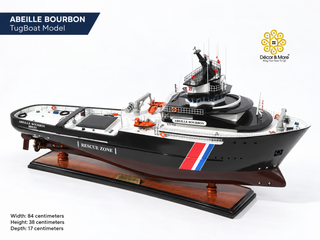 Abeille Bourbon TugBoat Model 84cm - Handcrafted Wooden Maritime Display