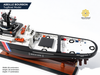 Abeille Bourbon TugBoat Model 84cm - Handcrafted Wooden Maritime Display