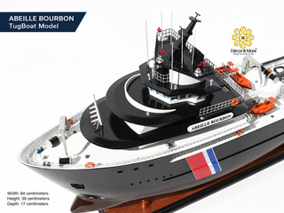 Abeille Bourbon TugBoat Model 84cm - Handcrafted Wooden Maritime Display