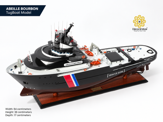 Abeille Bourbon TugBoat Model 84cm - Handcrafted Wooden Maritime Display