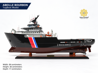 Abeille Bourbon TugBoat Model 84cm - Handcrafted Wooden Maritime Display
