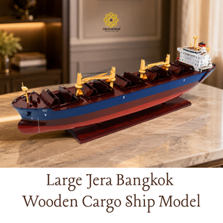 Large Jera Bangkok Wooden Cargo Ship Model 102cm – Personalized Handcrafted Nautical Display