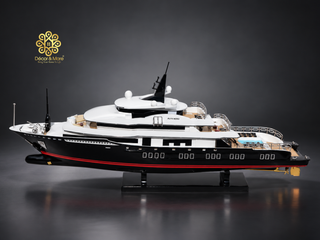 Alfa Nero Yacht Model 71cm - Handcrafted Natural Wood Luxury Yacht Display