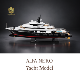 Alfa Nero Yacht Model 71cm - Handcrafted Natural Wood Luxury Yacht Display