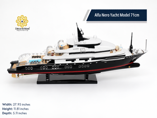 Alfa Nero Yacht Model 71cm - Handcrafted Natural Wood Luxury Yacht Display