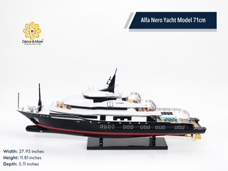 Alfa Nero Yacht Model 71cm - Handcrafted Natural Wood Luxury Yacht Display