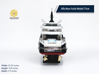 Alfa Nero Yacht Model 71cm - Handcrafted Natural Wood Luxury Yacht Display