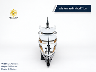 Alfa Nero Yacht Model 71cm - Handcrafted Natural Wood Luxury Yacht Display