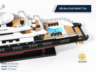Alfa Nero Yacht Model 71cm - Handcrafted Natural Wood Luxury Yacht Display