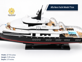 Alfa Nero Yacht Model 71cm - Handcrafted Natural Wood Luxury Yacht Display